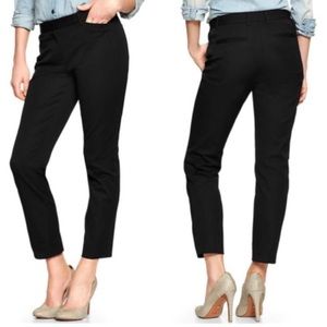 GAP black two way stretch cotton slim cropped pants size 00 Audrey Hepburn